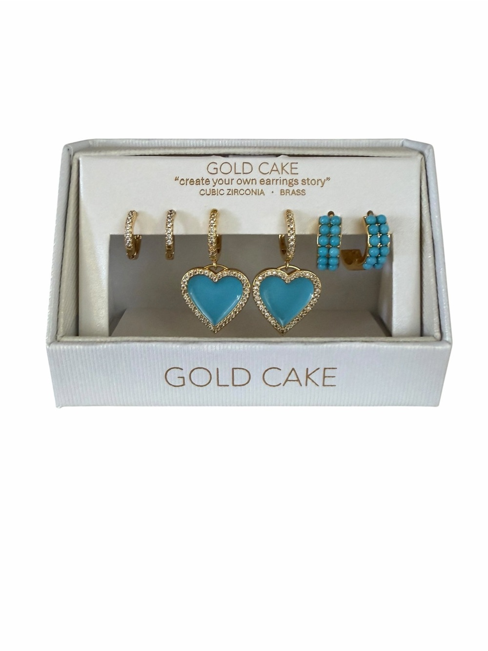 🩵 GOLD CAKE Turquoise Heart Drop & Hoop Earring Set